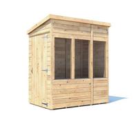 Dunster House Potting Shed Pent Roof, Pressure Treated W4' x D6' (W1.2 x D1.8m) Overlord Modular