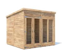 Dunster House Summerhouse 2.4m x 2.4m (8' x 8') Pent Roof, RagePanda Modular in Brown Dunster House Brown