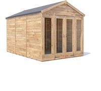 Dunster House Summerhouse 2.4M X 3.6M (8' X 12') Apex Roof, Fully Pressure Treated Ragepanda Modular, Brown
