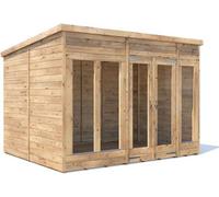 Dunster House Summerhouse 3m x 2.4m Modular Pent Fully Pressure Treated Timber RagePanda