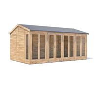 Dunster House Summerhouse 4.8m x 3m (16' x 10') Reverse Apex, RagePanda Modular in Brown Dunster House Brown