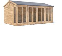 Dunster House Summerhouse 4.8m x 3m (16' x 10') Reverse Apex, RagePanda Modular in Brown Dunster House Brown