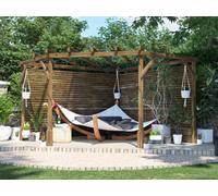 Dunster House Wooden Corner Pergola With Slatted Walls & Trellis 3M X 3M Utopia Diamond