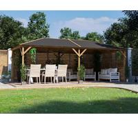 Dunster House Wooden Gazebo Kit Louvre Walled Pressure Treated Garden Shelter Utopia 6m x 3m