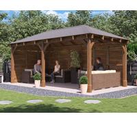Dunster House Gazebo 6m x 3m with Louvre Walls