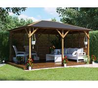 Dunster House Wooden Gazebo Kit Louvre Walled Pressure Treated Garden Shelter Utopia 4m x 3m