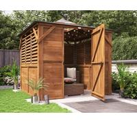 Dunster House Wooden Gazebo With Sides Erin 2.5M X 2.5M Enclosed Louvre Panels Garden Shelter With Roof Felt