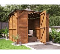 Dunster House Wooden Gazebo With Sides Erin 2.5M X 2.5M Enclosed Solid Wall Panels Garden Shelter With Roof Felt