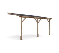 Dunster House Wooden Lean-To Gazebo 4x3m Wall Mounted, Superfelt Included, Utopia in Brown Dunster House Brown