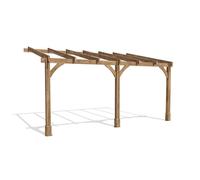 Dunster House Wooden Lean-To Pergola 5m x 3m Wall Mounted, Leviathan in Brown Dunster House Brown