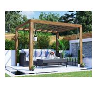 Dunster House Wooden Pergola Kit 3m x 2.5m Garden Patio Plant Frame Terracube in Brown Dunster House Brown