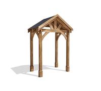 Dunster House Wooden Porch Canopy Kit 2m x 1.5m Black Shingles Full Height 4 Post in Brown Dunster House Brown