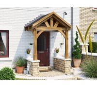 Dunster House Wooden Porch Canopy Kit 2M X 1.5M Pressure Treated Half Height 2 Post Black Shingles Thunderdam