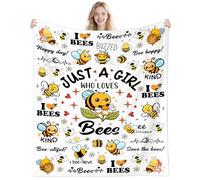 DUNTNKS Cute Bee Blanket for Kids Boys Girls Soft Plush Insects Insects Print Throw Blanket for Home Room Couch Sofa Bed Lounging 50"X40"INCH