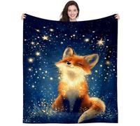 DUNTNKS Cute Fox Throw Blanket Soft Flannel Animal Fox Blanket All Season for Home Office Room Bed Sofa Chair 50"X40"INCH