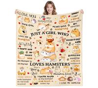 DUNTNKS Cute Hamster Blanket Soft Flannel Plush Hamster Print Throw Blanket Brithday Gifts for Girls Kids Women Animal Lovers Adults 50"X40"