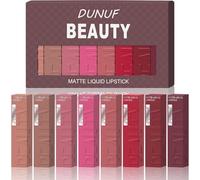 DUNUF 8pcs Matte Liquid Lipstick Set, Long Lasting Waterproof Non Transfer Lip Stain, Velvet Finish with For Easy Applicator for All Day Wear, 8 Vibrant