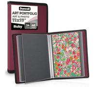 Dunwell 11x17 Art Portfolio Binder with Mounting Paper - (Ruby) Large Portfolio Folder for Artwork Displays 48 Pages, 11 x 17 Presentation Folder with Plastic Sleeves, Portfolio Binder Organizer