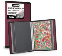 Dunwell 12x18 Artist Portfolio - Ruby - 24 Sleeves, 48 Pages, Acid Free, Black