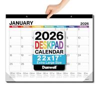 Dunwell 22x17 Desk Calendar 2025-2026 (Colorful), Ready to Use as Large Hanging Wall Calendar or Big Monthly Desktop Blotter, Easy-Read Dates, Lined Spacious Writing Blocks, Ideal for Office or Home