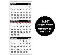 Dunwell 3-Month Wall Calendar 2025-2026, Large Monthly Hanging Calendar with Big Bold Numbers, Easy to Read from a Distance, Use Now to Dec 2026, For Office or Home, 11x26 Open, Ships Folded