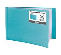 Dunwell 8.5x11 Portfolio Binder (Aqua, Horizontal), Plastic Presentation Book, 24 Pockets Displays 48 Pages of Letter Size Documents, Certificates, Keepsakes, Art Portfolio Folder, Acid-Free Poly