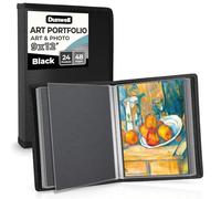 Dunwell 9x12 Art Portfolio Binder, Black Mounting Paper, Portfolio Binder for Artwork, 9 x 12 Art Folder, 24 Pockets Display 48 Pages, Acid-Free Poly Presentation Book