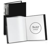 Dunwell 9x12 Presentation Book (Black), 24-Pocket Folder with Plastic Sleeves, Displays 48 Pages pf 9 x 12 or A4 Documents, Certificates, Keepsakes, Kids Art, Acid-Free Poly Portfolio Binder