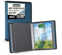 Dunwell Art Portfolio 9x12 Folder - (Blue) with Black Mounting Paper, Portfolio Folder for Artwork, 9 x 12 Art Folder, 24 Pockets Display 48 Pages, Portfolio Binder, Portfolio Book, Art Binder