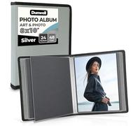 Dunwell Art Portfolio Folder for 8x10 Photos - (Silver), Soft Cover Album with 24 Bound Pages, Displays 48 Photos or Artwork, Presentation Binder with 8 x 10 Sheet Protectors, Archival Quality Poly
