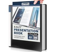 Dunwell Binder with Plastic Sleeves 48-Pocket (1 Pack, Black) - Presentation Book, 8.5 x 11 Portfolio Folder with Clear Sheet Protectors, Displays 96-Page Documents, Certificates, Important Papers