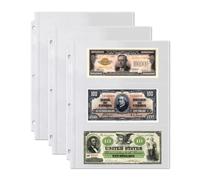 'Dunwell Currency Coupon Protector Pages - (25 Pack), 3-Pocket Banknote Collection Sheet Protectors