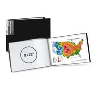 Dunwell Landscape 9x12 Presentation Book, (Black, Horizontal), 24-Pocket Binder with Plastic Sleeves, Displays 48 Pages 9 x 12 or A4 Certificates, Keepsakes, Kids Art, Acid-Free Poly Portfolio Binder