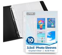 Dunwell Photo Album Page Refill - (3.5x5, 10 Pack), for 80 Pictures, 3-Ring Binder Photo Pockets, Each 4-Pocket Photo Page Holds 8 Pictures, 3.5 x 5 Photo Protectors or 3.25x5.25 Seed Binder