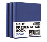 Dunwell Binder with Plastic Sleeves 24-Pocket (3 Pack, Blue) - Presentation Book, 8.5 x 11 Portfolio Folder with Clear Sheet Protectors, Displays 48-Page Documents, Certificates, Important Papers