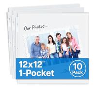 Dunwell Scrapbook Refill Pages 12x12 - (10 Pack) Super Heavyweight, Fits 3 Ring Scrapbooking Binders 12 x 12, Standard 12x12 Photo Album Refill Pages, Sheet Protectors, Paper Inserts Not Included