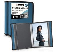 Dunwell Small Photo Album 5x7 (2-Pack, Blue), Mounting Paper, 5 x 7 Photo & Art Portfolio Presentation Binder, 24 Sleeves Display 48 Pages, Professional Picture Book for 5x7 Artwork, Postcards