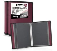 Dunwell Small Photo Album 5x7 (2-Pack, Ruby), Black Mounting Paper, 5 x 7 Photo & Art Portfolio Presentation Book, 24 Sleeves Display 48 Pages, Professional Picture Book for 5x7 Artwork, Postcards