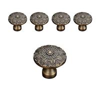 Dunxiles 5PCS Antique Bronze Flower Round Cabinet Knobs Vintage Drawer Knob Retro Kitchen Cabinet Cupboard Door Pull Handels