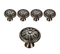 Dunxiles 5PCS Antique Bronze Flower Round Cabinet Knobs Vintage Drawer Knob Retro Kitchen Cabinet Cupboard Door Pull Handels