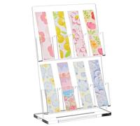 Dunzoom 1 Pc Freestanding Acrylic Bookmark Display Holder for Business Multiple No Assembly Required 2'' Bookmark Organizer Stand for Vendors Retail Store Craft Show (Two-Layer 4 Slots)