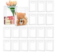 Dunzoom 20 Pcs Clear Plastic Gift Bag with Handles Reusable PP Favor Flower Bag for Wedding Bridal Birthday Back to School Supplies(10.2 x 7.1 x 3.2'',White Trim)