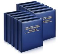 Dunzoom 20 Pcs Estate Planning Portfolio Binder PU Leather 3 Ring Binders with Gold Title and Index Tab Dividers, 11'' x 11.8'' x 2.4'' Estate Planning Organizer (Blue)