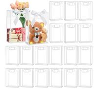 Dunzoom 20 Pcs Mother's Day Clear Plastic Gift Bag with Die Cut Handle Reusable PP Favor Bag for Wedding Bridal Birthday Baby Shower Graduation Party Supplies(10.2 x 7.1 x 3.2'',White Trim)