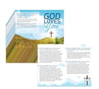 Dunzoom 300 Pcs Gospel Tract Card Salvation Plan Cards Bible Tracts 7 x 5.5 Inch Christian Inspirational Bible Verses Greeting Men Women Church Supplies(God Loves You)