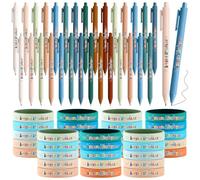 Dunzoom 60 Pcs Back to School Student Gifts Bulk Awesome Attendance Ballpoint Pens and Silicone Bracelets for Classroom Rewards Behavior Incentives First Day of School