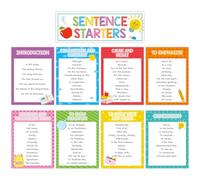 Dunzoom 9 Pieces Sentence Starters Posters Descriptive Vocabulary Classroom Educational Posters English Grammar Chart Bulletin Board Decoration for Middle High School Classroom(Colorful Style)