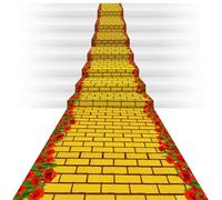 Dunzoom Brick Road Backdrop Brick Red Flower Field Runner Photography Background Birthday Party Decorations Princess Floral Party Supplies for Bridal Shower (3.28 x 118 ft)