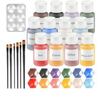 Dunzoom Coat Glaze for Ceramics Kit Underglaze Paint Colors 12 Ceramic Clay Assorted Colors in 2 ounce with 6 Pcs Paint Brushes and a Paint Tray Concentrated Opaque Liquid Underglaze