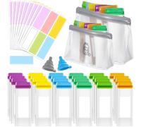 Dunzoom Protein Powder Containers with Funnels 24 Pcs Reusable Single Dose Kit Portable Powder Travel Containers Zip up Bags for Workout, Fitness, Travel, Business Trip